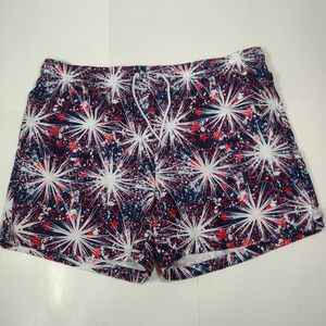 George Men's Navy Red White Firework Print Swim Shorts Size (2X)